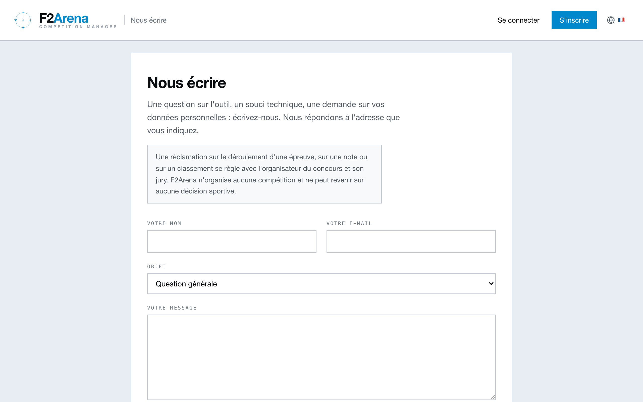 formulaire Nous écrire